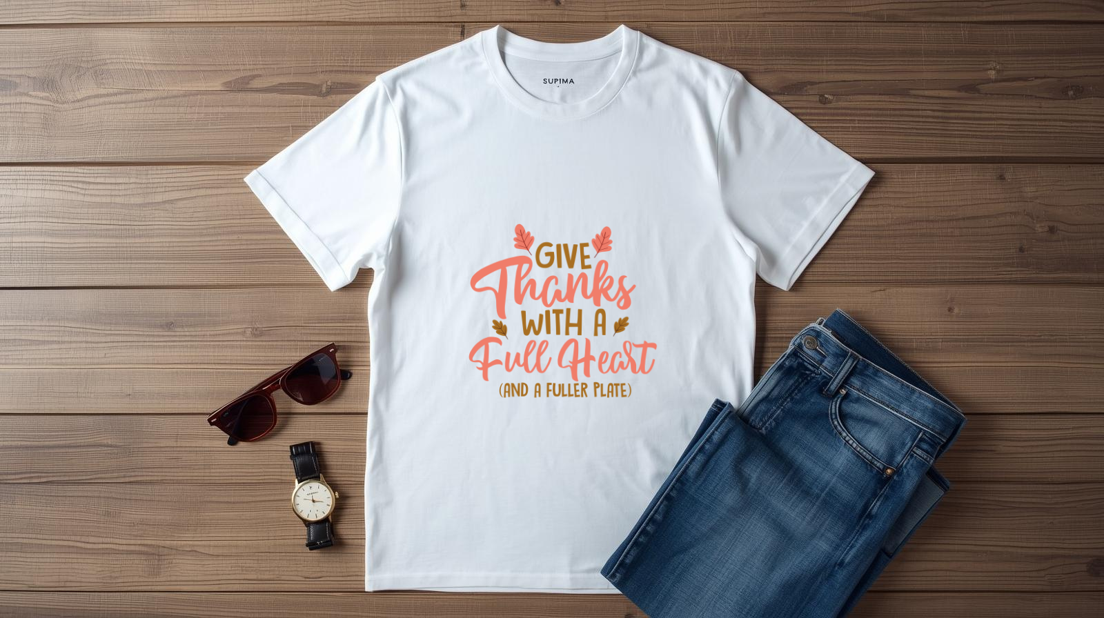 🧡 Give Thanks with a Full Heart – Unisex Supima T-Shirt